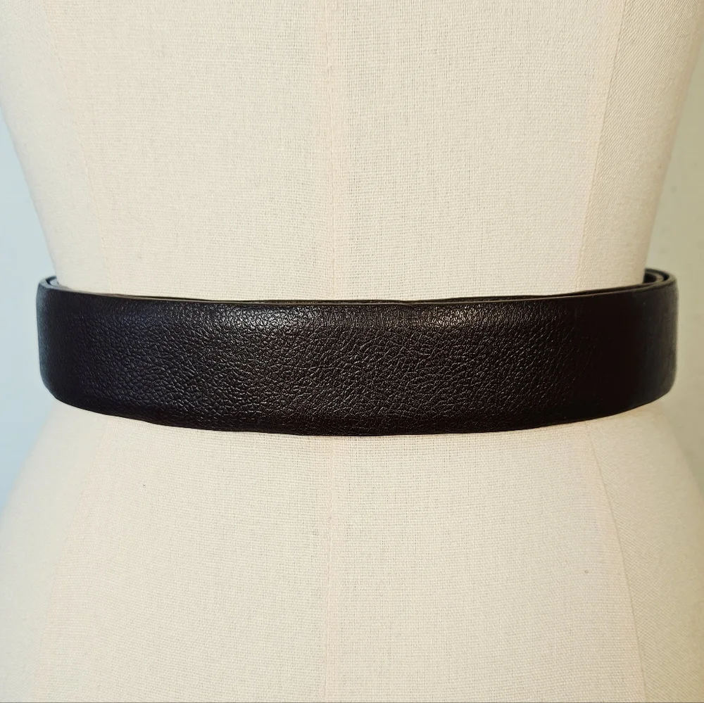 Chico's Brown Leather Western Belt Rhinestone Statement Buckle Boho M/L